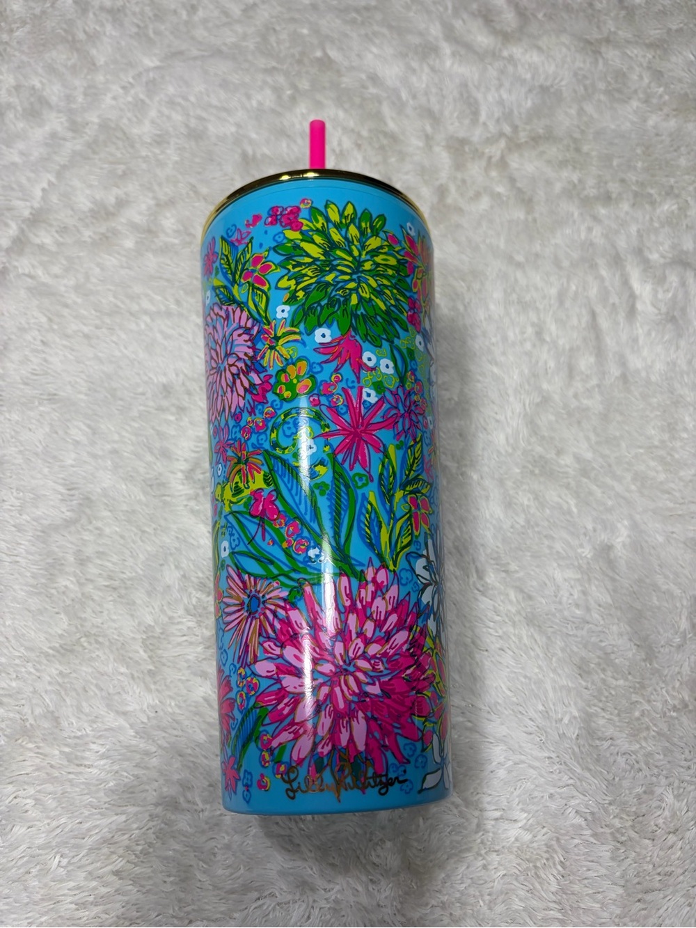 NWOT Lilly Pulitzer Walking on Sunshine Tumblr with Straw 24 oz